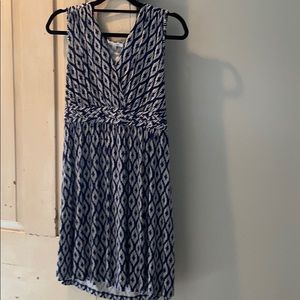 Blue and white patterned dress